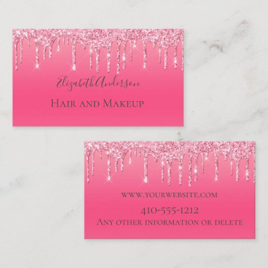 ピンクドリッピンググリッターガーリートレンディーシックモダン 名刺 (正面/裏面)