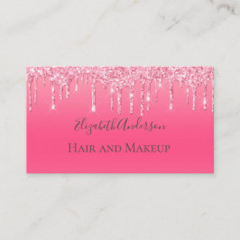 ピンクドリッピンググリッターガーリートレンディーシックモダン 名刺