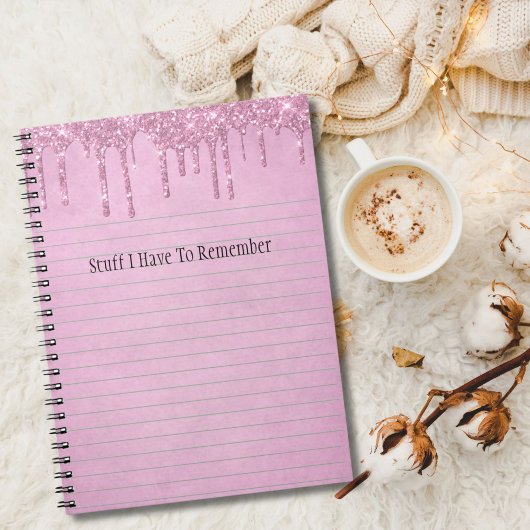 ピンクドリッピンググリッターガーリーパーソナライズされた ノートブック