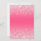 ピンクドリッピンググリッターグラムスウィート16誕生日 招待状 (裏面)