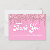 ピンクドリッピンググリッターサンキューカード サンキューカード (正面)