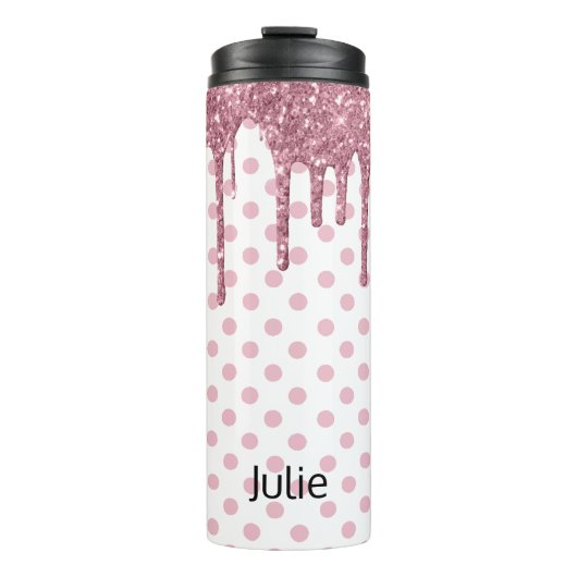 ピンクドリッピンググリッターサーマルタンブラー タンブラー (正面)