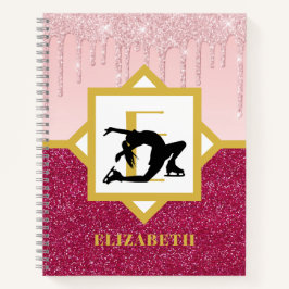 ピンクドリッピンググリッター姿スケーターアイスダンサー ノートブック