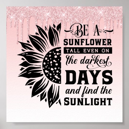 ピンクドリッピンググリッター感動的引用文ポスター ポスター (正面)