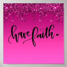 ピンクドリッピンググリッター感動的引用文ポスター ポスター