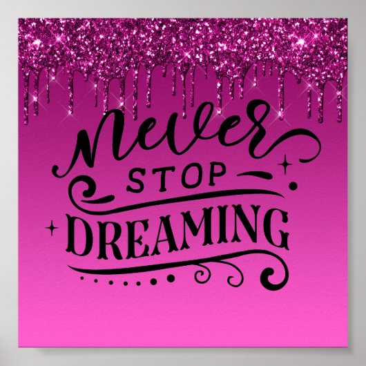 ピンクドリッピンググリッター感動的引用文ポスター ポスター (正面)