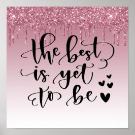 ピンクドリッピンググリッター感動的引用文ポスター ポスター