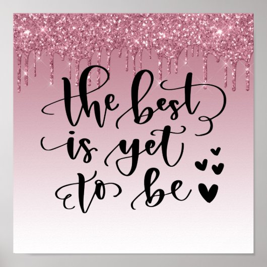 ピンクドリッピンググリッター感動的引用文ポスター ポスター (正面)