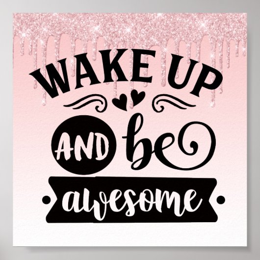 ピンクドリッピンググリッター感動的引用文ポスター ポスター (正面)