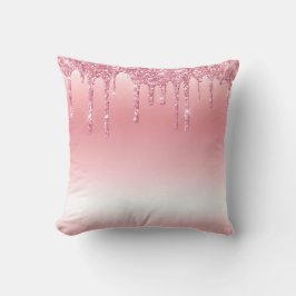 ピンクドリッピンググリッター装飾用クッション クッション