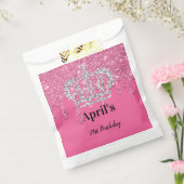 ピンクドリッピンググリッター |シルバークラウン誕生日 フェイバーバッグ (封をした状態)