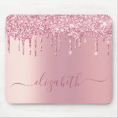 ピンクドリッピンググリッター パーソナライズされた マウスパッド (正面)