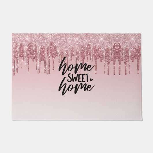 ピンクドリッピンググリッター |ホームスイートホーム ドアマット (正面)