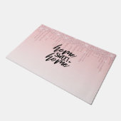 ピンクドリッピンググリッター |ホームスイートホーム ドアマット (アングル)