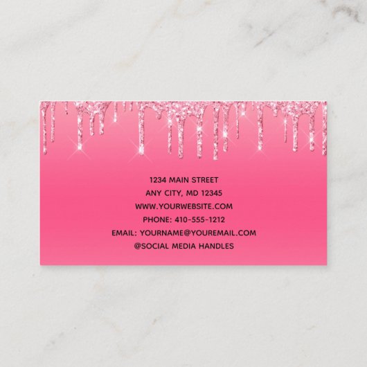 ピンクドリップグリッターガーリートレンディーシックモダンバス 名刺 (裏面)