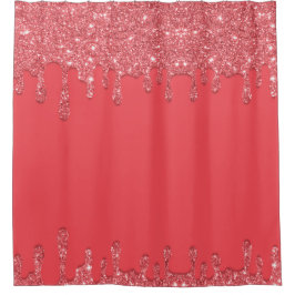 ピンクドリップグリッターシャワーカーテン シャワーカーテン