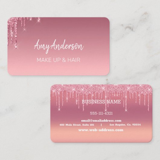 ピンクドリップグリッター名刺 名刺 (正面/裏面)