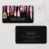 ピンクドリップシェフキッチンツールグリッターフェイク事業 名刺 (正面/裏面)