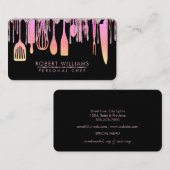 ピンクドリップシェフキッチンツールグリッターフェイク 名刺 (正面/裏面)