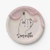 ピンクドリップスバチェロレッテ |ブライダルパーティ ペーパープレート (正面)