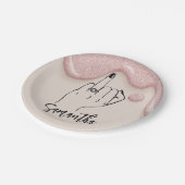 ピンクドリップスバチェロレッテ |ブライダルパーティ ペーパープレート (アングル)