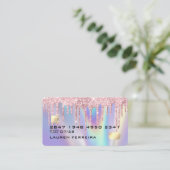 ピンクドリップホログラフィフェイクッククレジットカードスタイル 名刺 (スタンド正面)