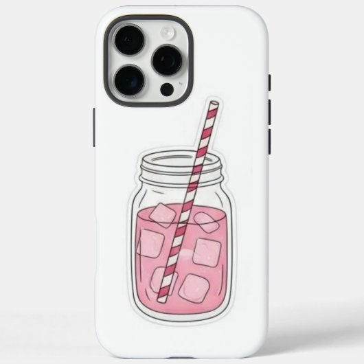 ピンクドリンクのメイソンジャー風スマホケース Case-Mate iPhoneケース (裏面)