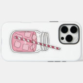 ピンクドリンクのメイソンジャー風スマホケース Case-Mate iPhoneケース (裏面 (横))