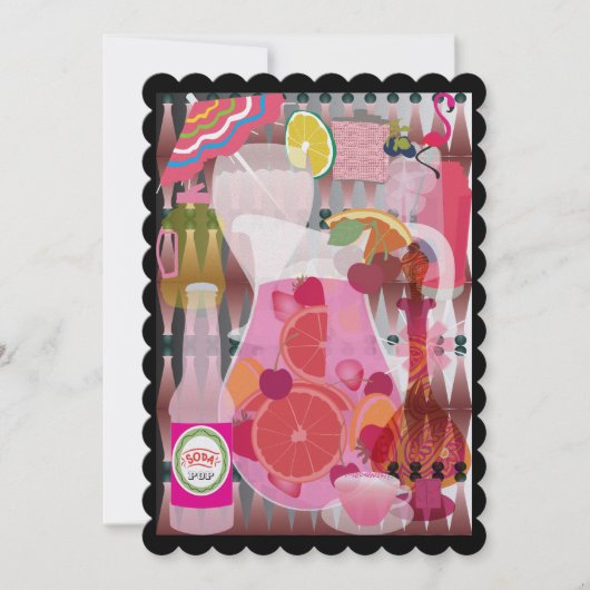 ピンクドリンクカード 招待状 (正面)