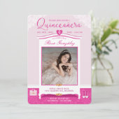 ピンクドリームガウンワードローブキンセアニェラパーティー写真 招待状 (スタンド正面)