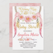 ピンクドリームキャッチャーベビーシャワー招待状招待状 招待状 (正面/裏面)
