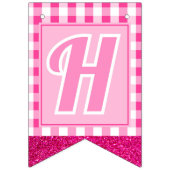 ピンクドリーム編集可能イニシャル&エイジ バンティングフラッグ (第2の旗)