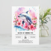 ピンクドルフィンお洒落ズ海アドベンチャー誕生日 招待状 (スタンド正面)