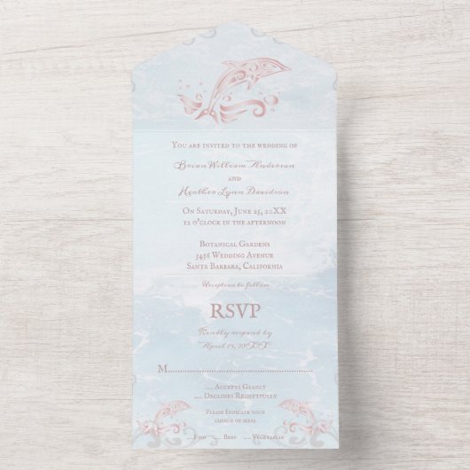 ピンクドルフィンオールインワンウェディング オールインワン招待状 (内側)