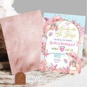 ピンクドルフィンズシーパーティーファースト誕生日ガール 招待状