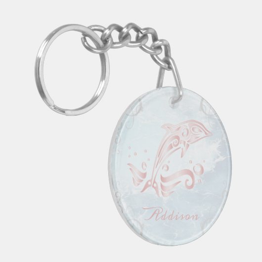 ピンクドルフィンパーソナライズされたキーチェーン キーホルダー (正面左)