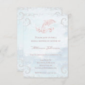 ピンクドルフィンブライダルシャワー招待状 招待状 (正面/裏面)