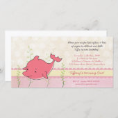 ピンクドルフィンベビーガールズ1st誕生日パーティー招待状 (正面/裏面)