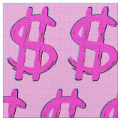 ピンクドル記号 ファブリック (クローズアップ)