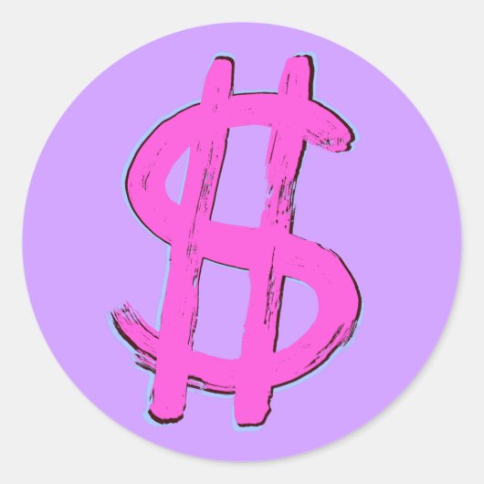 ピンクドル記号 ラウンドシール (正面)