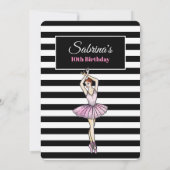 ピンクドレスとポインテシューズ付きバレリーナ 招待状 (裏面)