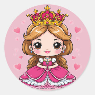 ピンクドレスの可愛いキャラクター・プリンセス 👑 ラウンドシール