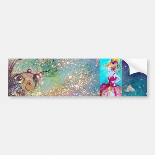 ピンクドレスの美しい/魔法蝶の植物 バンパーステッカー (正面)