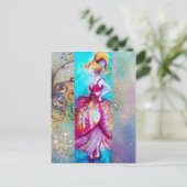 ピンクドレスの美しい/魔法蝶の植物 ポストカード (スタンド正面)