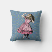 ピンクドレスアリスブルー金ゴールドハート クッション (正面)