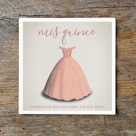 ピンクドレスキンセアニラmis quinceテーブルデコル スタンダードカクテルナプキン