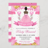 ピンクドレスダークスキンプリンセスキンセアニェラ 招待状 (正面/裏面)