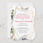 ピンクドレスパーソナライズされたSweet sixteen招待状 招待状 (裏面)