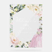 ピンクドレスフローラクインセアニェラウェルカムアクリルサイン アクリルサイン (正面)