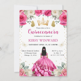 ピンクドレスブラックヘアプリンセスキンセアニェラ 招待状